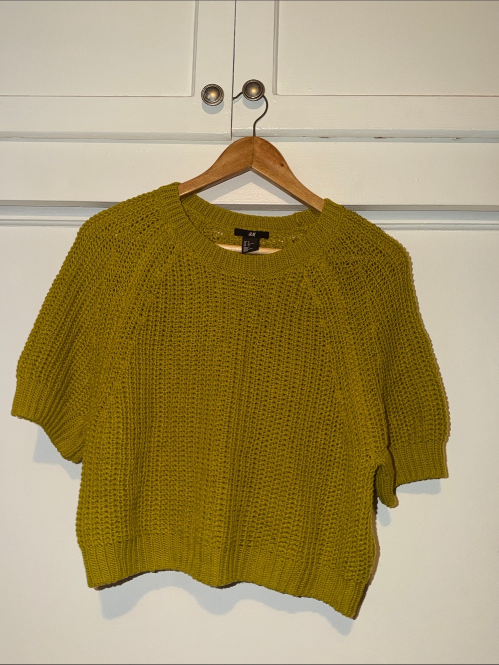 H&M Olive Knit Short-Sleeve Crew Sweater